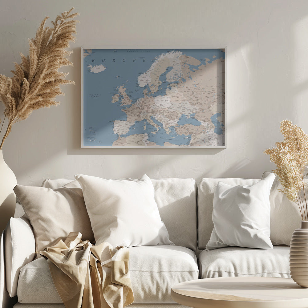 Amias detailed map of Europe Poster