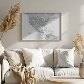 Gray map of USA and the Caribbean sea Poster