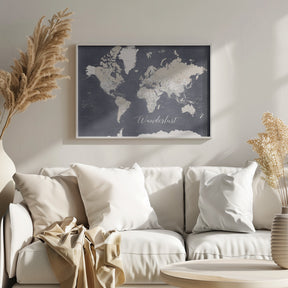 Wanderlust world map Glyn Poster