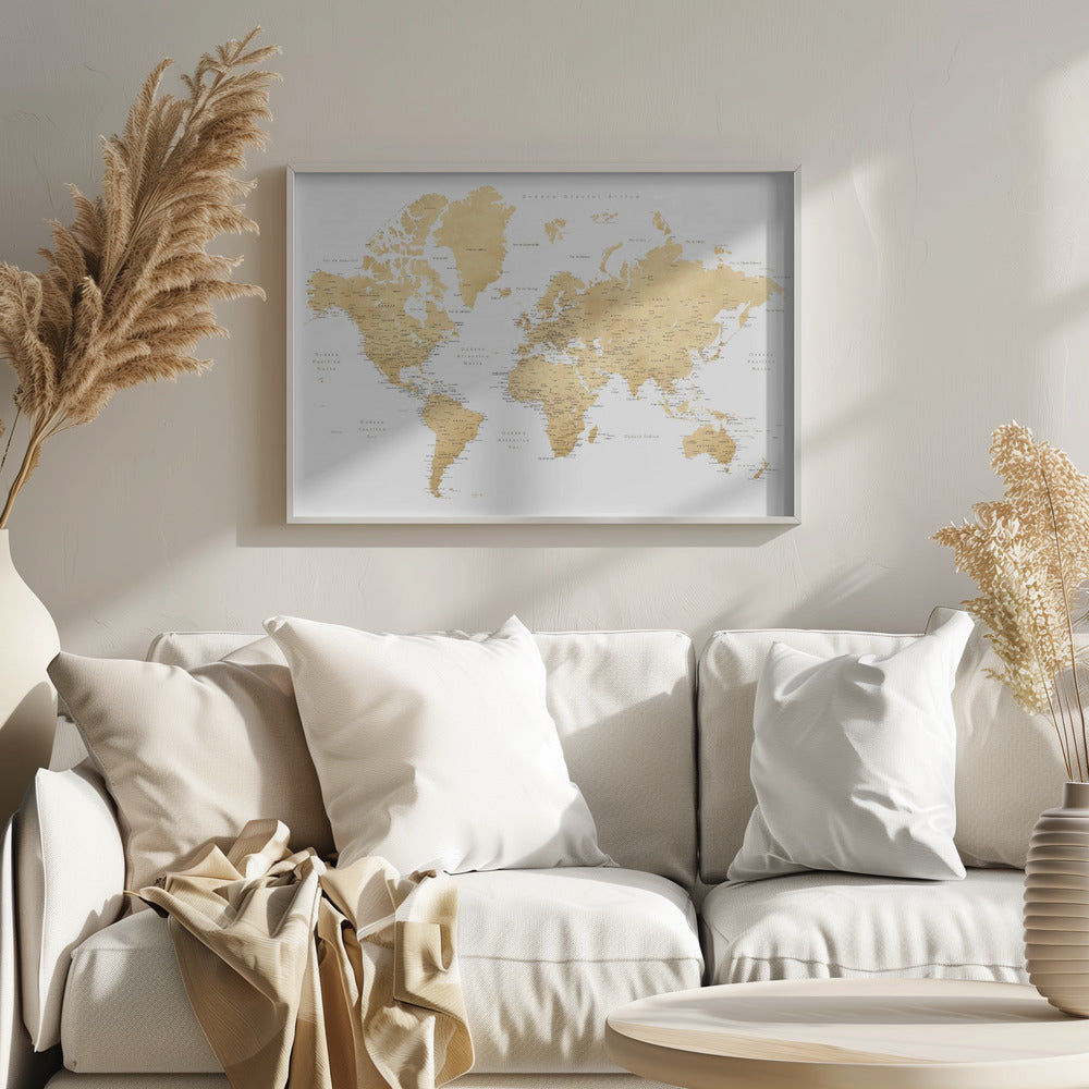 Rossie world map in Spanish Poster