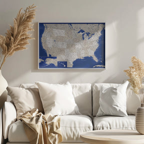 Highly detailed map of the United States, Kameryn Poster