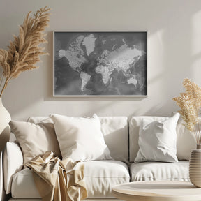 Detailed world map with cities, Patwin Poster