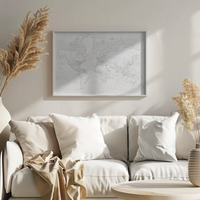 Detailed world map with cities, Maeli white Poster