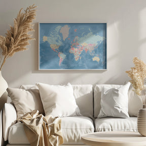 Detailed world map with cities, Vickie Poster