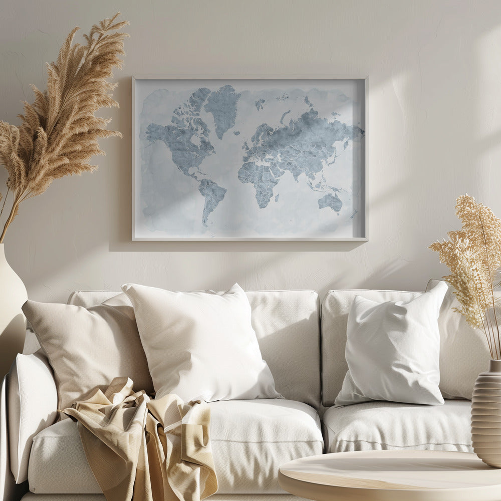 World map with outlined countries, Jacq Poster