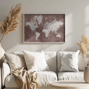 Detailed world map with cities, Hikmat Poster