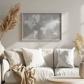 Detailed world map with cities, Orien Poster