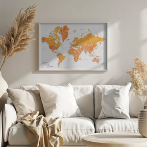 Explore world map with cities, Carlotta Poster