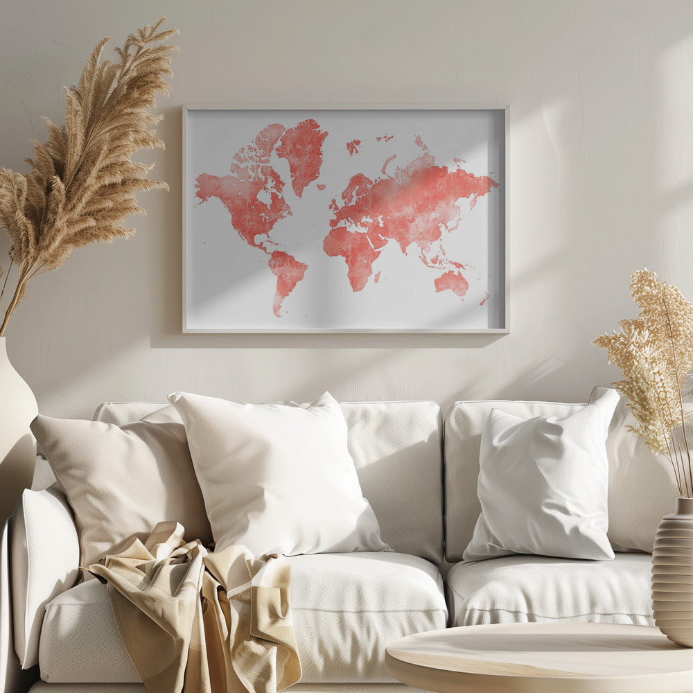 World map with outlined countries, Coralinah Poster