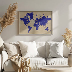 Rustic world map with cities, Korinne Poster