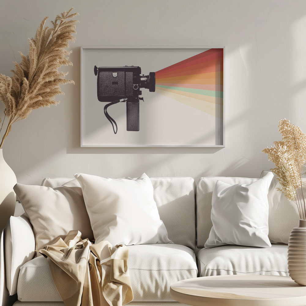 Movie Camera Rainbow Poster