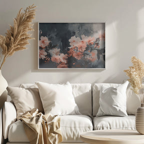 Coral Floating Blossoms Poster