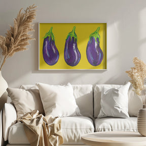 Aubergines On Yellow Poster