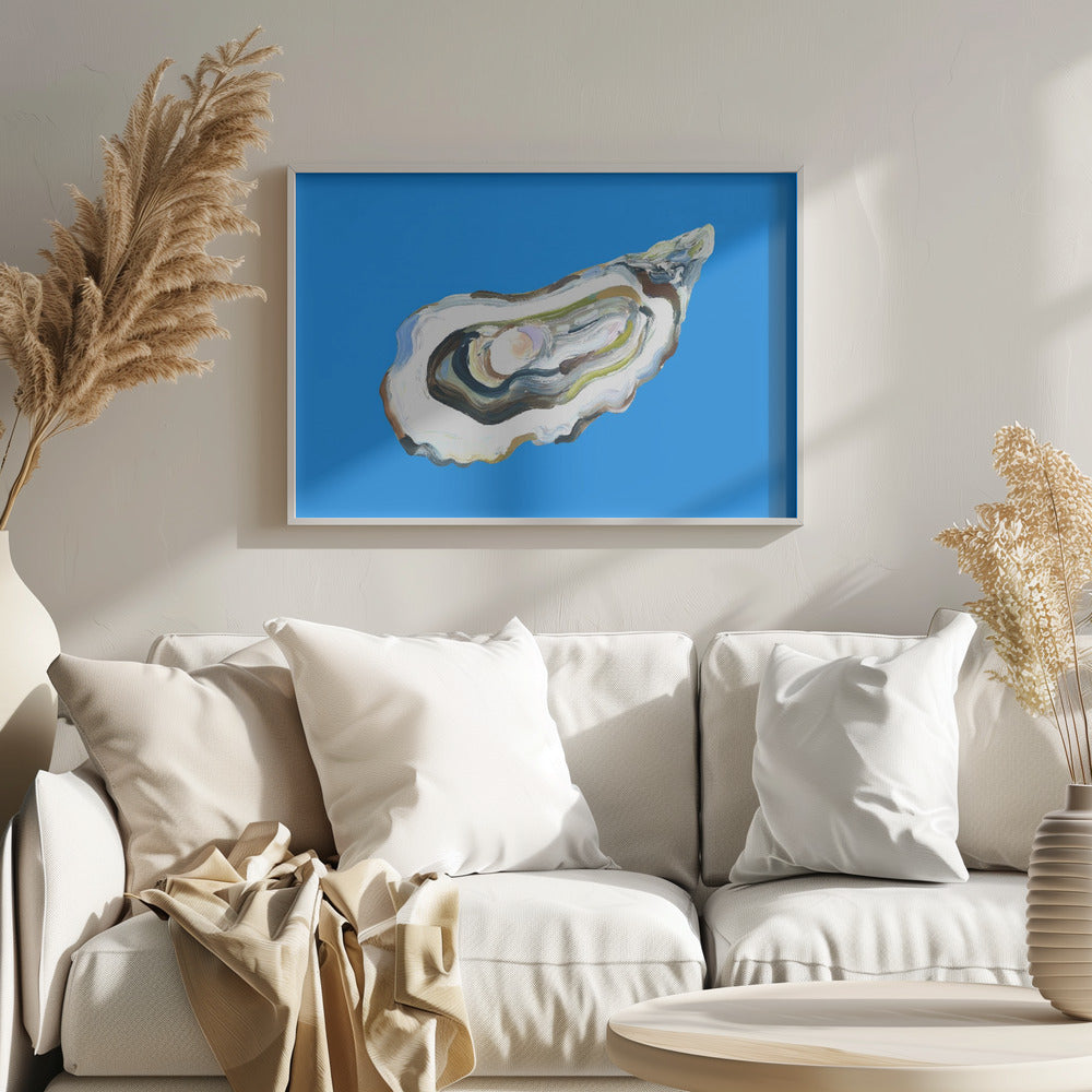 Oyster By the Sea Blue Poster