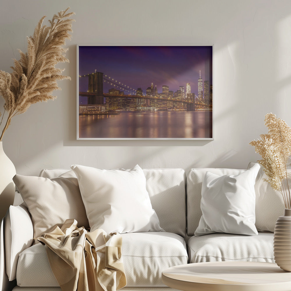 BROOKLYN BRIDGE New York City Sunset Poster