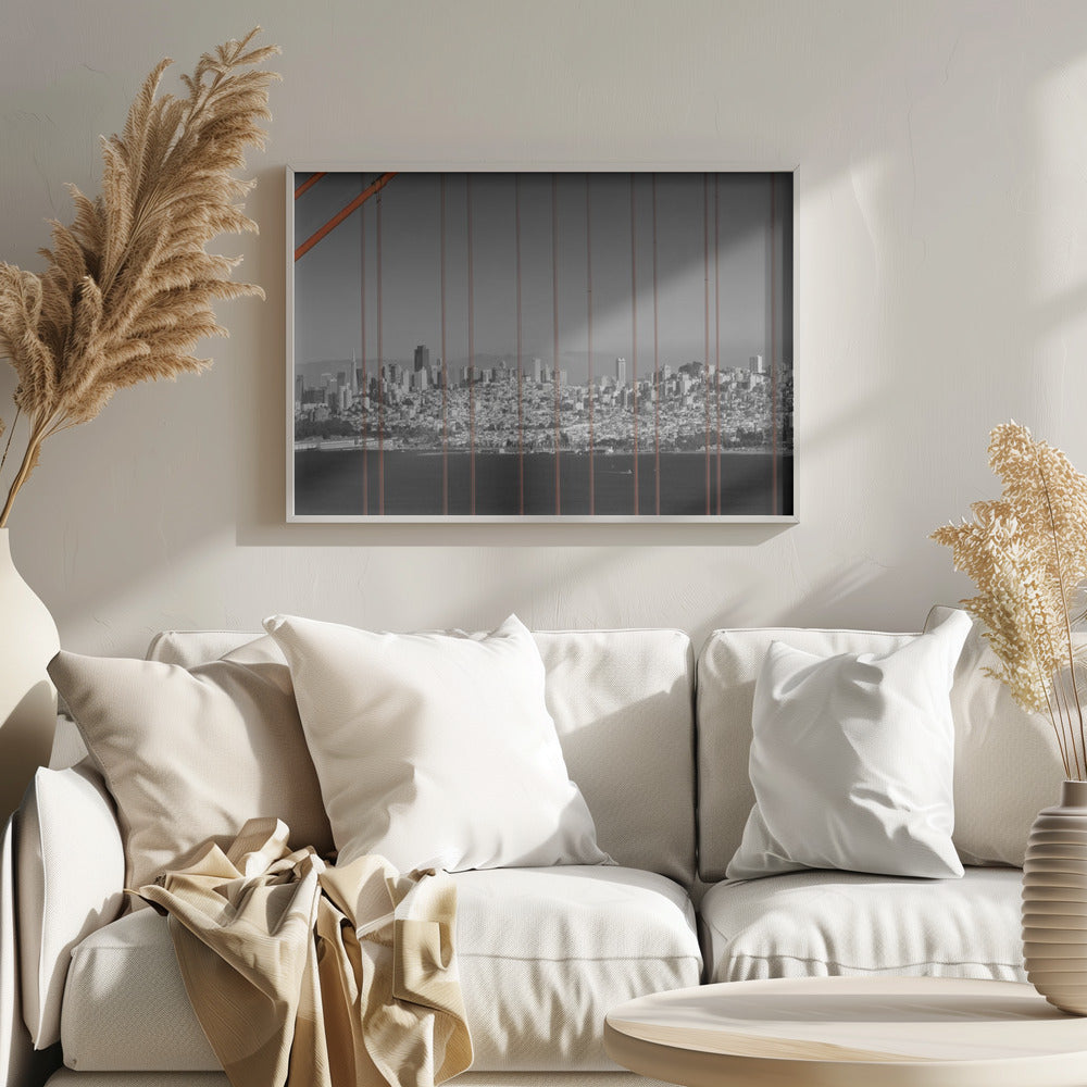 Golden Gate Bridge - Panoramic Downtown View Poster