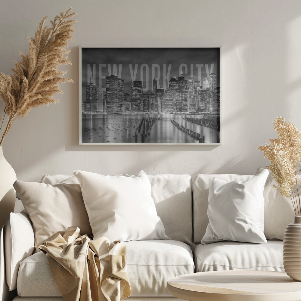 NEW YORK CITY Skyline Monochrome Poster