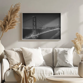 Monochrome Cityscape of Golden Gate Bridge Poster