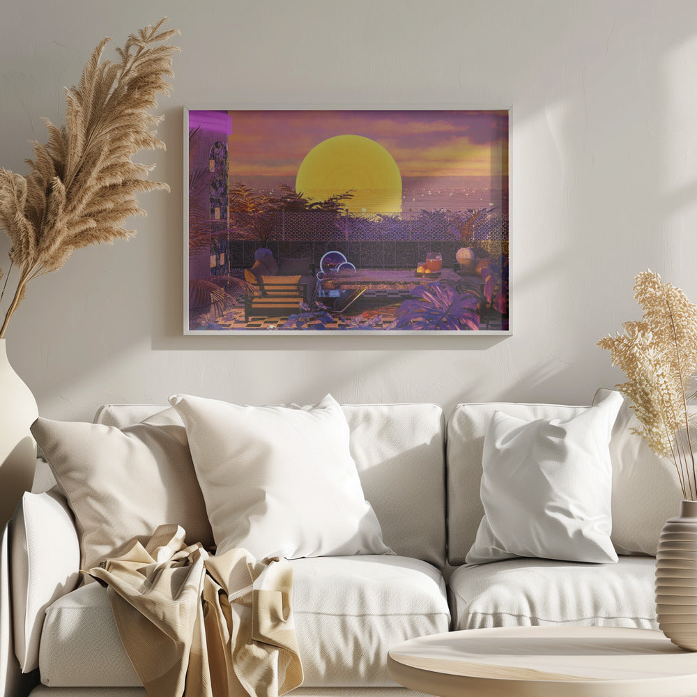 Retro Futurism Vaporwave Sunset Poster