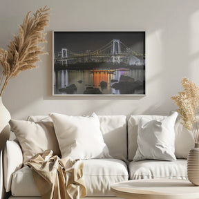 Charming Rainbow Bridge with Tokyo Skyline in the evening - Panorama Poster