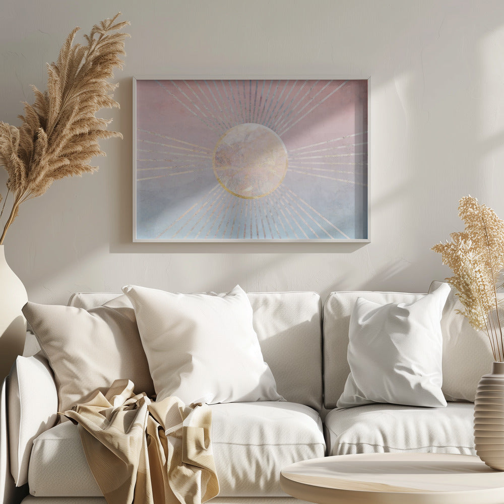 Landscape Boho sun ombre pink blue Poster