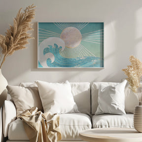 Landscape Sun waves turquoise Poster