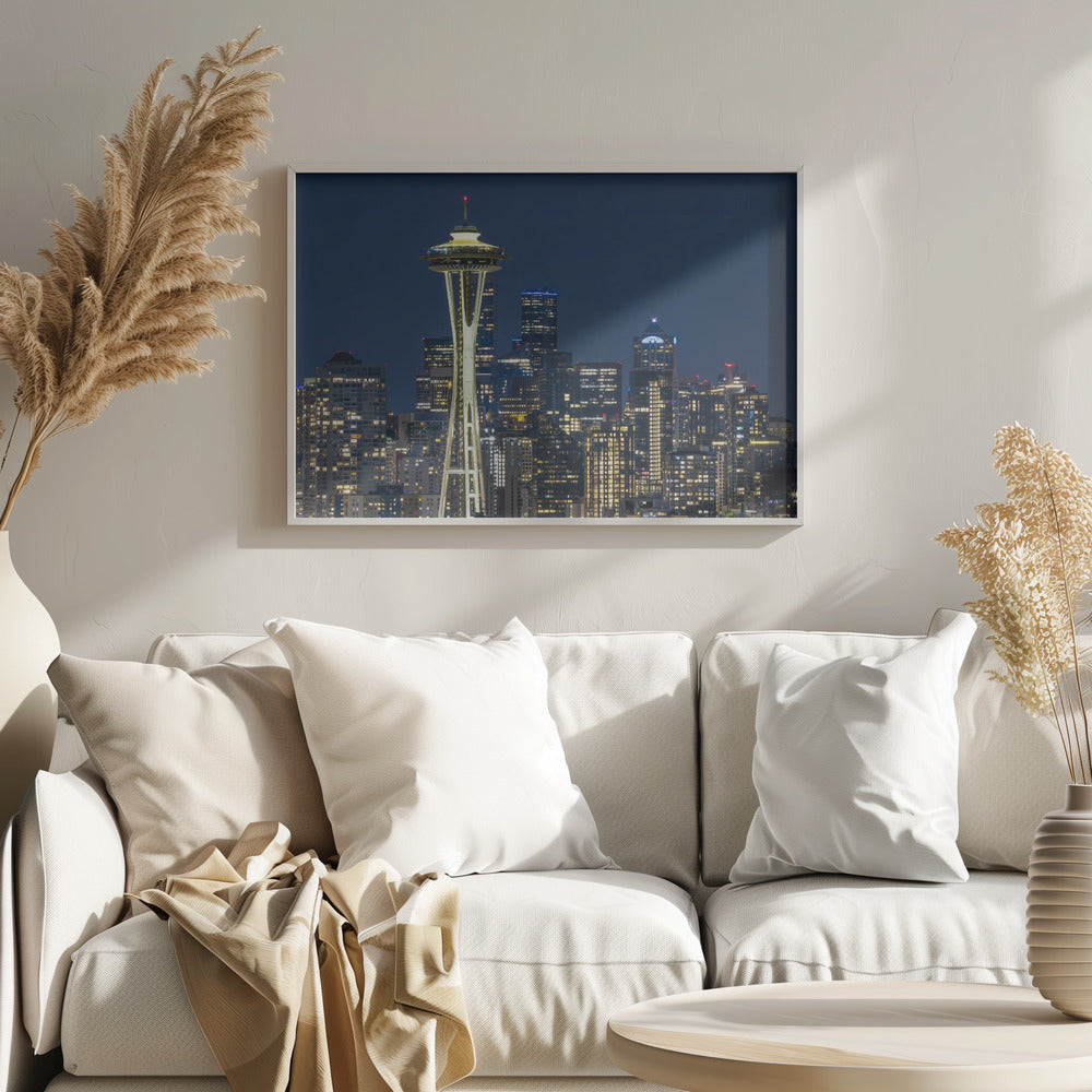 Breathtaking Seattle skyline at blue hour Poster