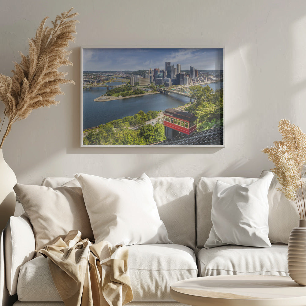 Impressive Pittsburgh Skyline with Duquesne Incline Poster