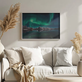 Lofoten Aurora Reflection Poster