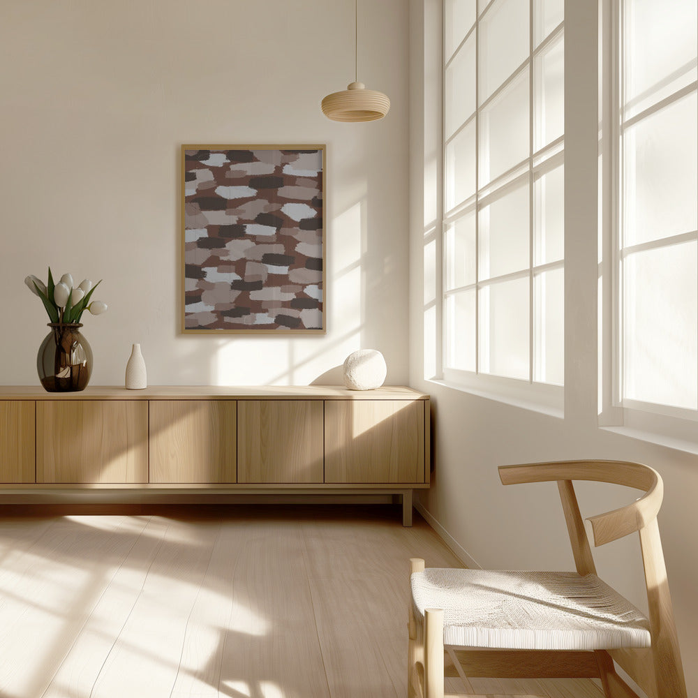 Brown Beige Strokes Poster