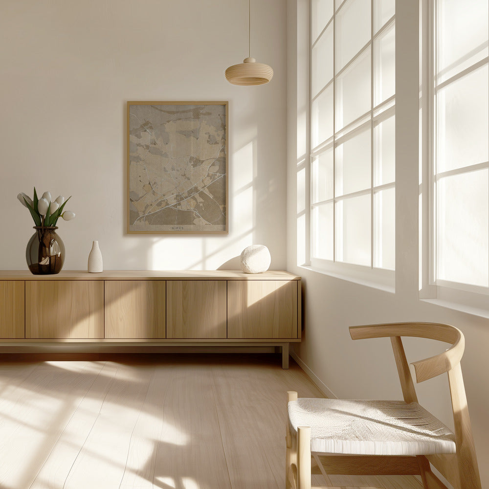 Sepia vintage map of Nîmes France Poster