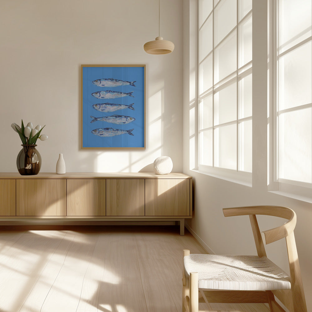 Sardines on Blue Poster