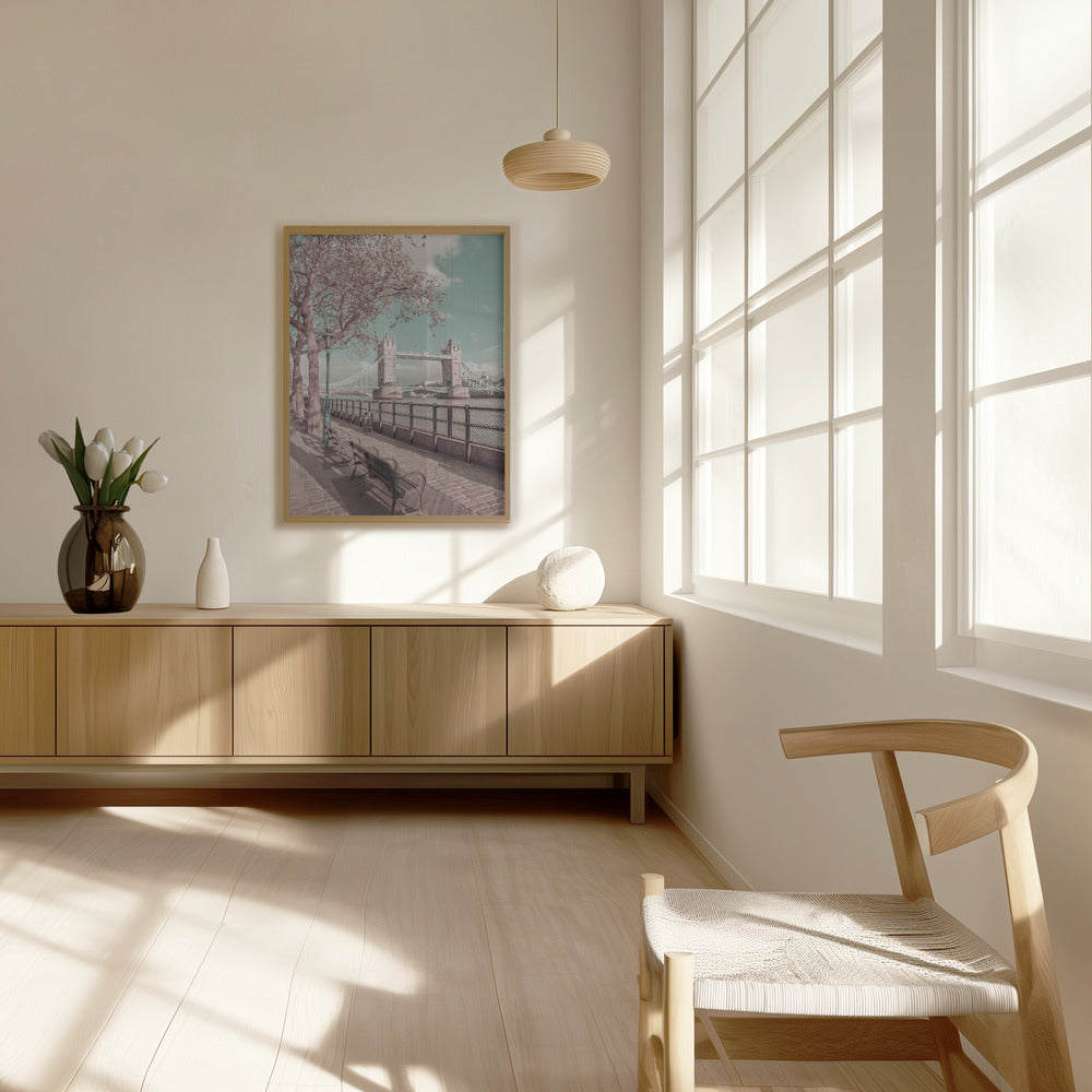 LONDON Thames Riverside &amp; Tower Bridge | urban vintage style Poster