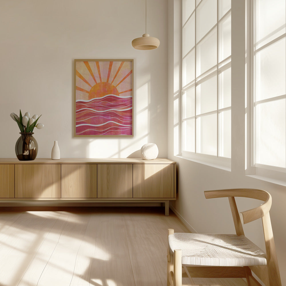 Sea Sunset Pink Poster