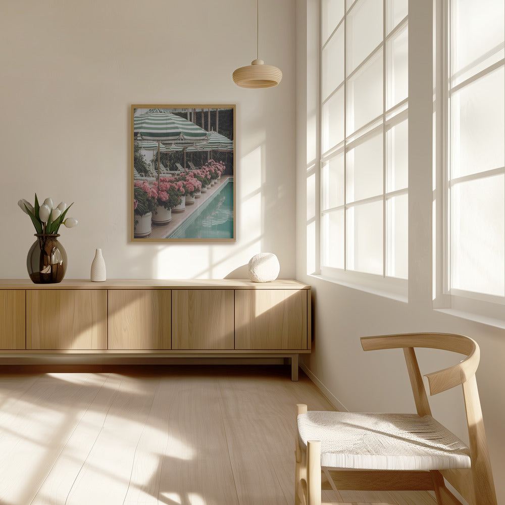 Green Pool Flowers Poster