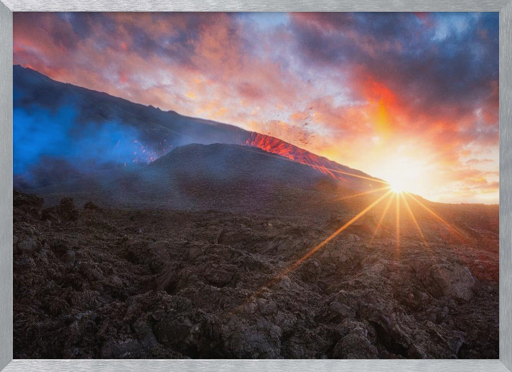 Volcano Sunrise Poster