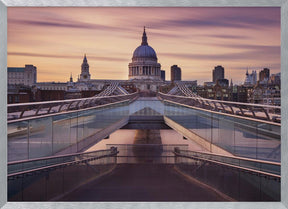 Millennium bridge leading towards St. Paul's church Poster