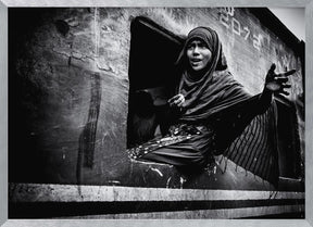 Girl in a train window Poster