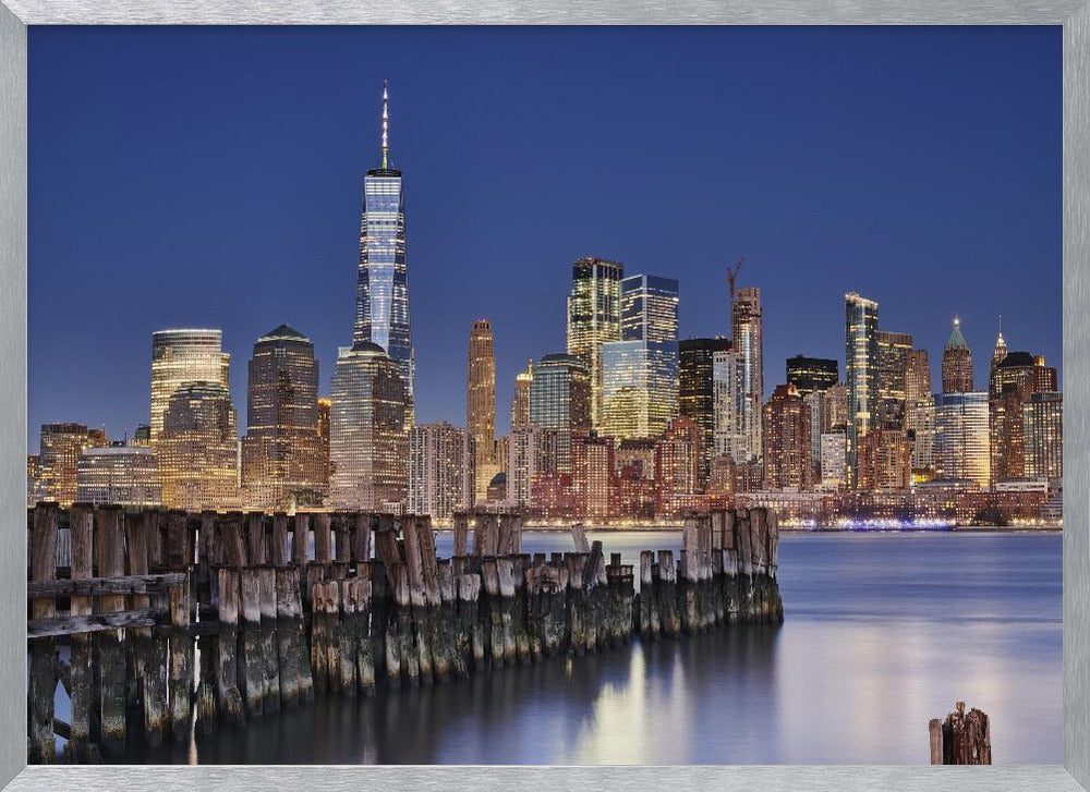 Manhattan Skyline at night Poster