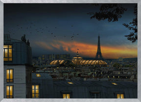 roofs of Paris at blue hour Poster