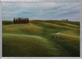 Busy tractor in Val d'Orcia Poster