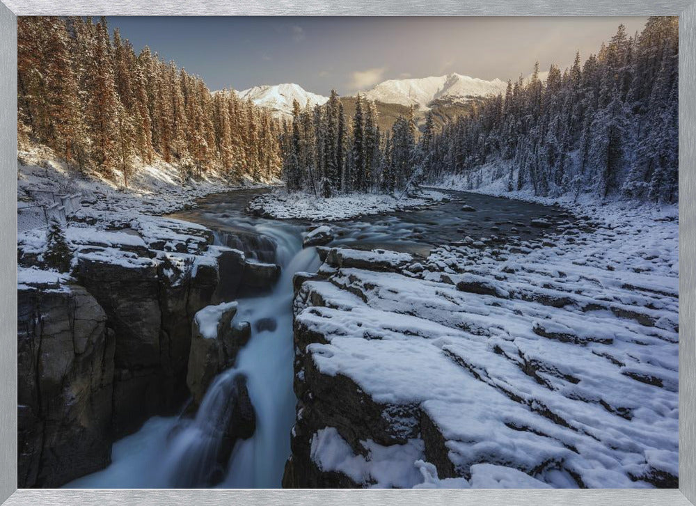 Sunlight in Sunwapta Falls Poster