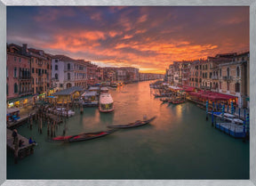 Grand Canal at sunset , view from the Rialto bridge , Venice . Poster