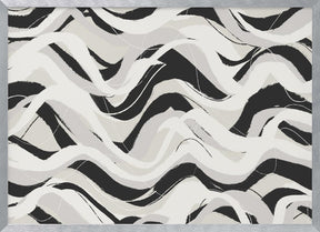 White Black Waves Pattern Square Poster