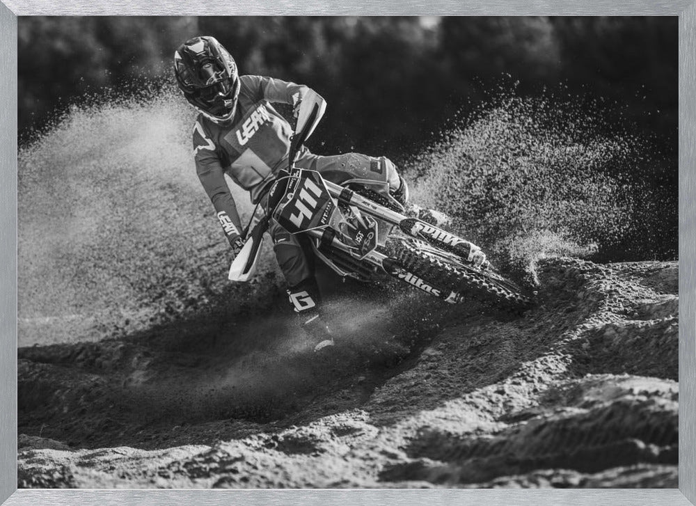 Motocross Black And White Poster