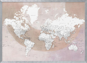 Detailed world map with cities Qawi Poster