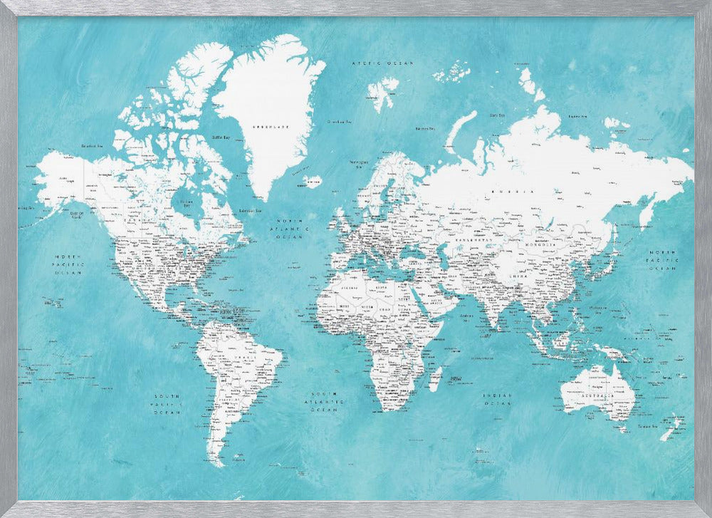 Detailed world map with cities Idrak Poster