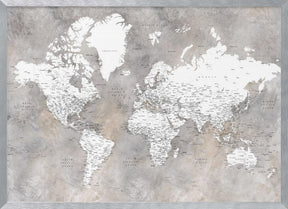 Detailed world map with cities Vali Poster