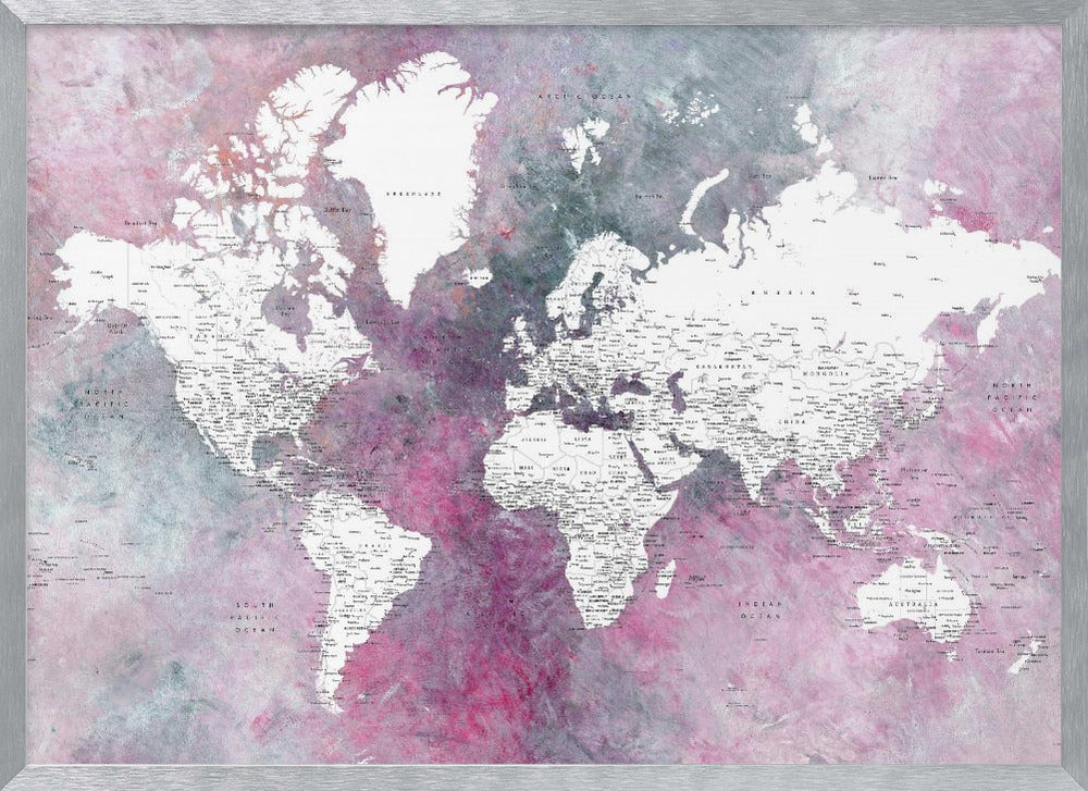 Detailed world map with cities Taliessa Poster