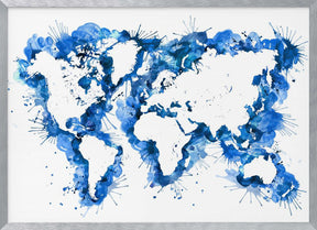 Blue strokes world map Poster